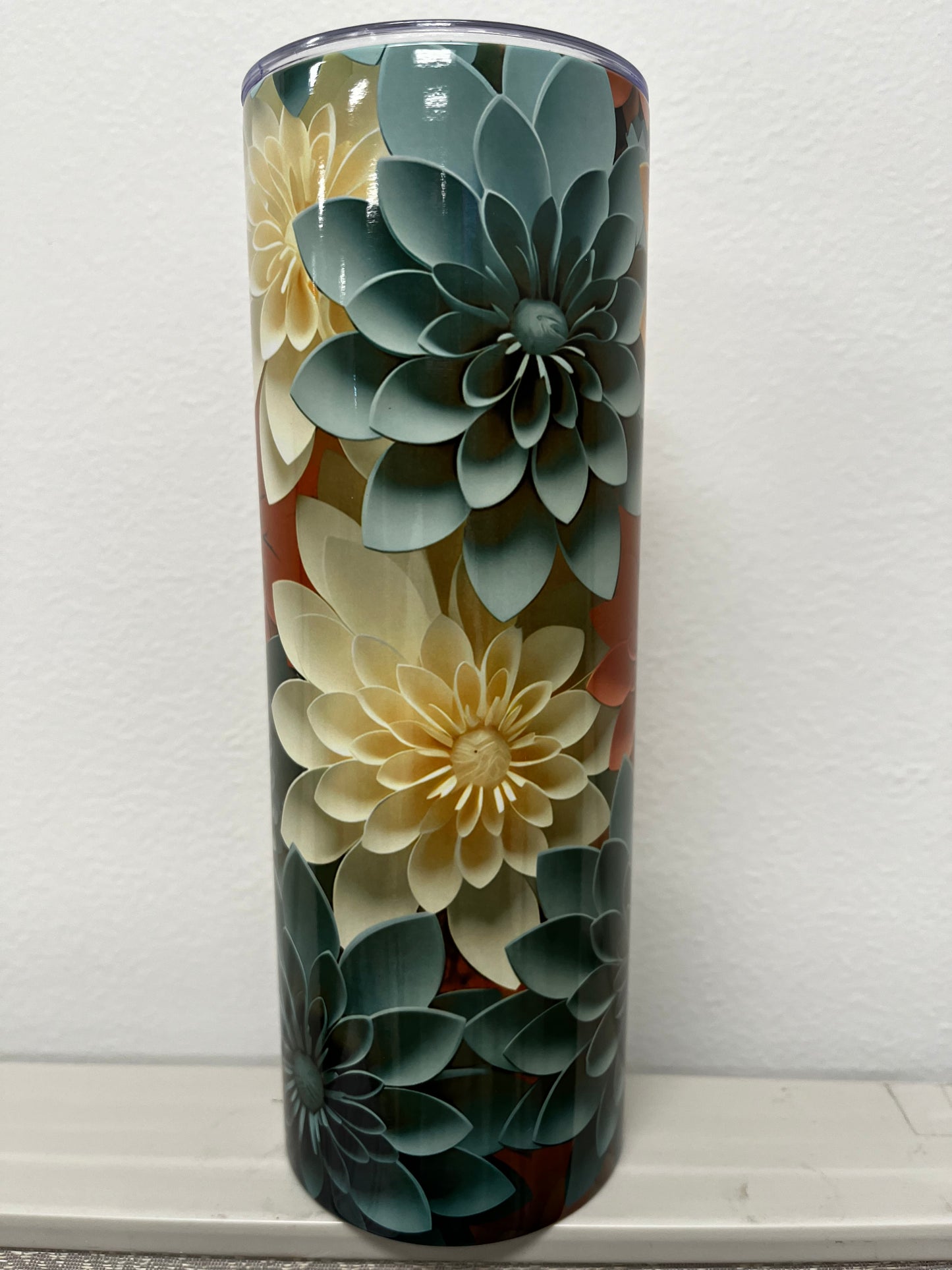 3D Orange N Sage Flowers